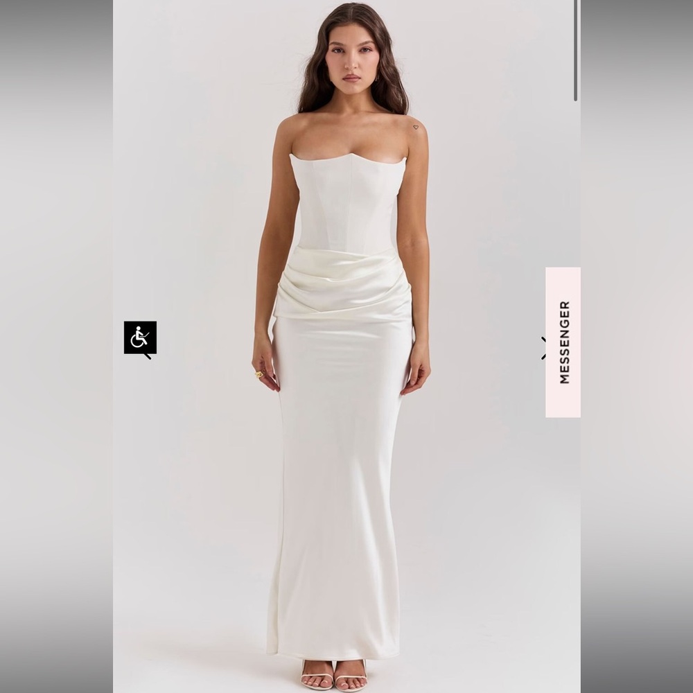 House of CB Persephone Strapless Satin Corset Cocktail Dress (Ivory)